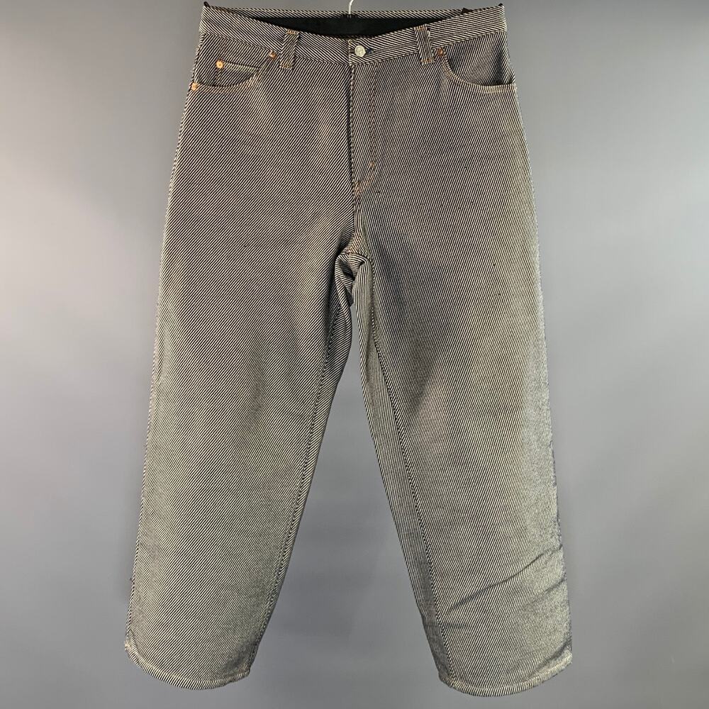 OUR LEGACY Size 34 White Black Zig Zag Cotton Relaxed fit Casual Pants